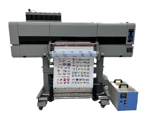 Impresora UV de 24 pulgadas de rodillo a rodillo de 60 cm de ancho con 3 cabezas EPS I3200 y laminador todo en uno