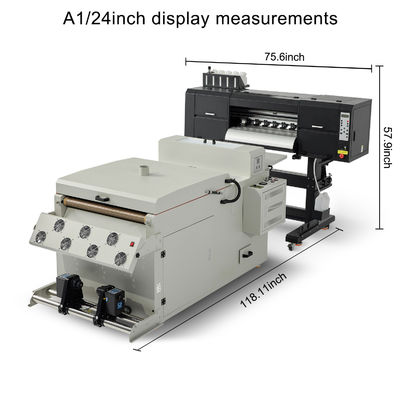 600 mm Impresión Dimensión 24INCH 3HEAD Impresora fluorescente para impresión por chorro de tinta DTF