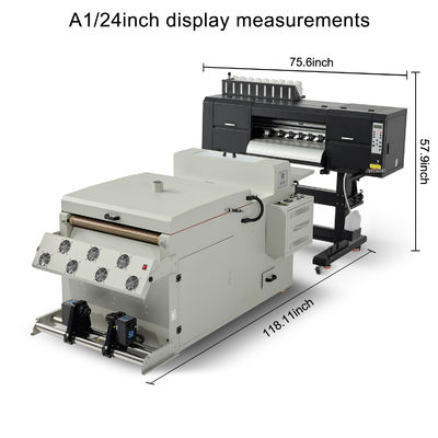 Máquina de impresión multicolor DTF de 24 pulgadas con doble cabeza I3200 y máquinas de agitar polvo